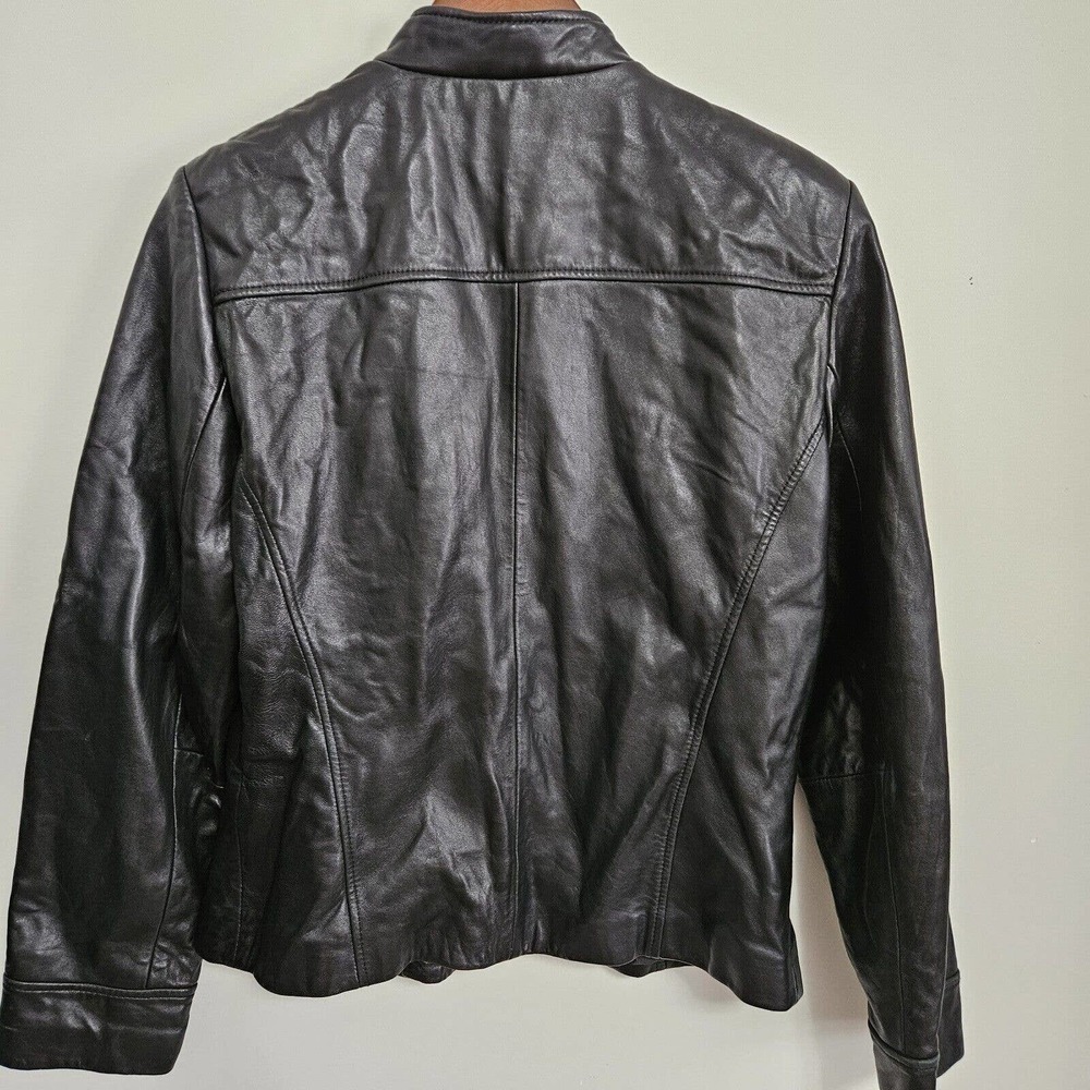 Vtg Casual Corner Leather Jacket Women’s Buttery Soft Sz M Zip Black Lined - Picture 2 of 11